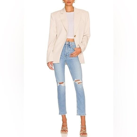 NWT RE/DONE 90s High Rise Ankle Crop Destroy Sanded Blue Size 28 - Picture 2 of 14